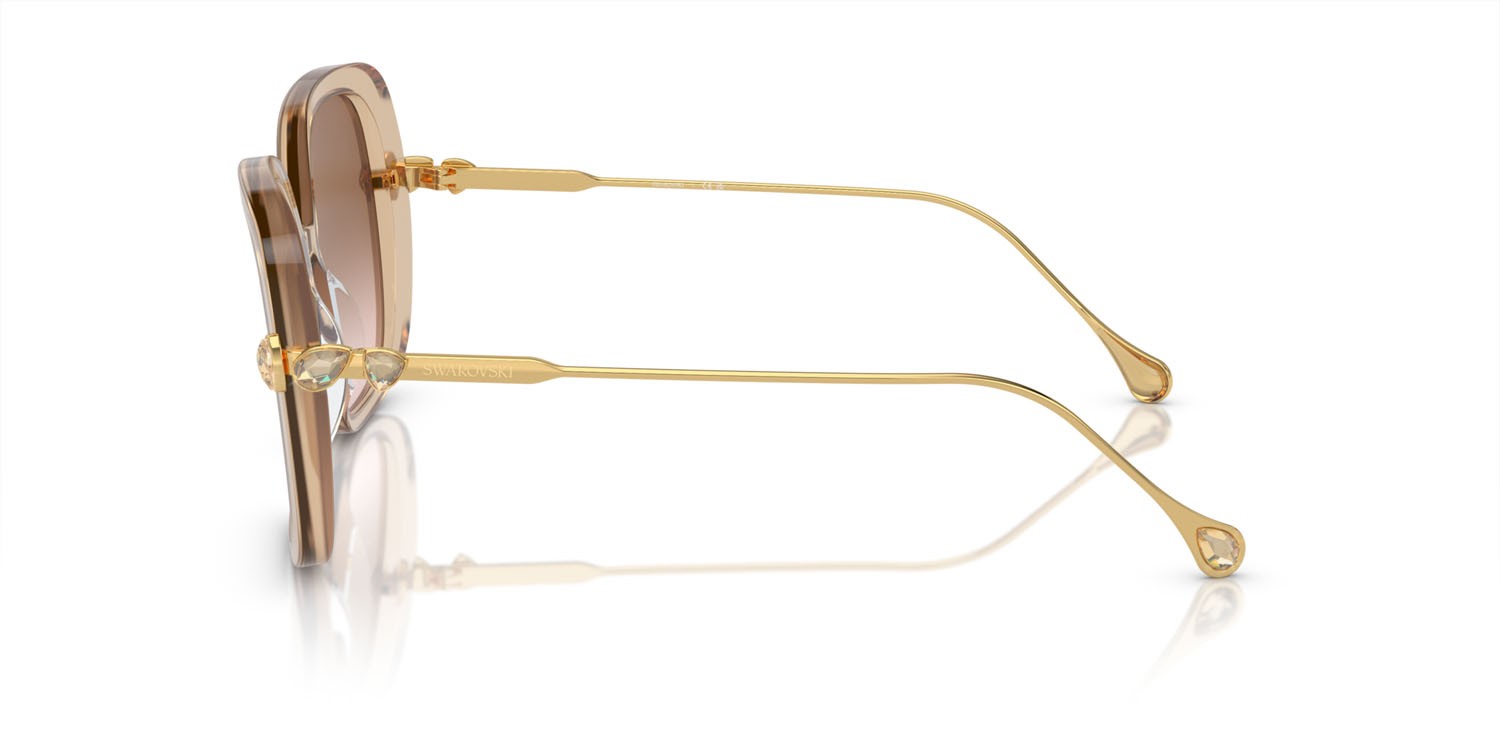 Occhiali da sole Swarovski SK 6011 (103413) colore beige trasparente forma quadrato lenti marrone sfumato