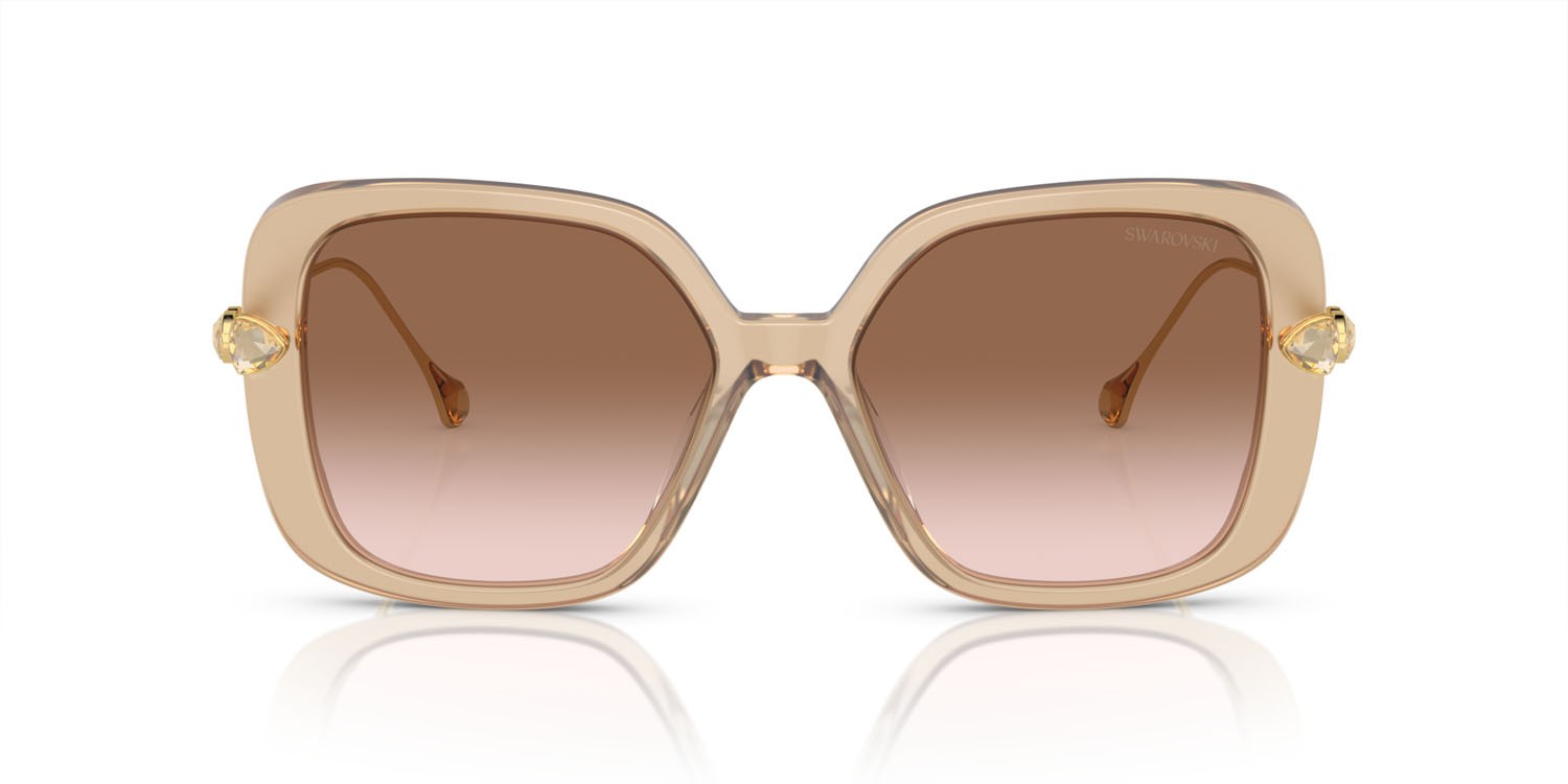 Occhiali da sole Swarovski SK 6011 (103413) colore beige trasparente forma quadrato lenti marrone sfumato