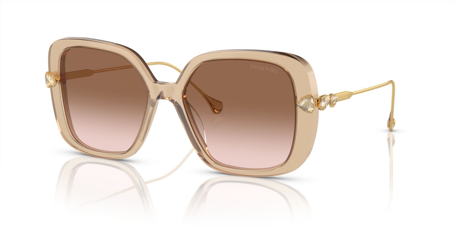 Occhiali da sole Swarovski SK 6011 (103413) colore beige trasparente forma quadrato lenti marrone sfumato