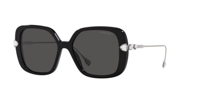 Sunglasses Swarovski SK 6011 (103887) color nero shape square lenses grigio scuro