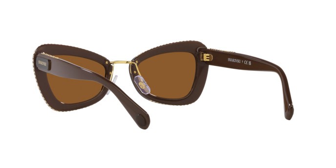 Sunglasses Swarovski SK 6012 (101173) color marrone/marrone chiaro shape irregular lenses marrone scuro