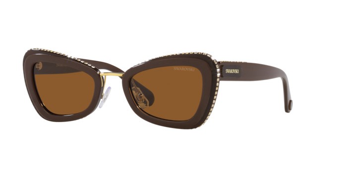 Sunglasses Swarovski SK 6012 (101173) color marrone/marrone chiaro shape irregular lenses marrone scuro