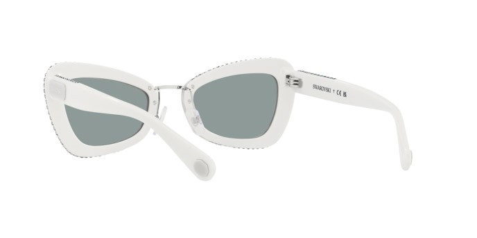 Sunglasses Swarovski SK 6012 (1012/1) color bianco/grigio shape irregular lenses grigio scuro