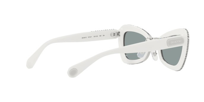 Sunglasses Swarovski SK 6012 (1012/1) color bianco/grigio shape irregular lenses grigio scuro