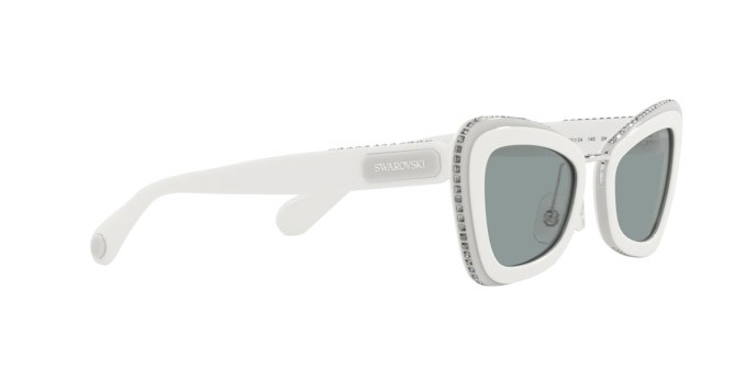 Sunglasses Swarovski SK 6012 (1012/1) color bianco/grigio shape irregular lenses grigio scuro