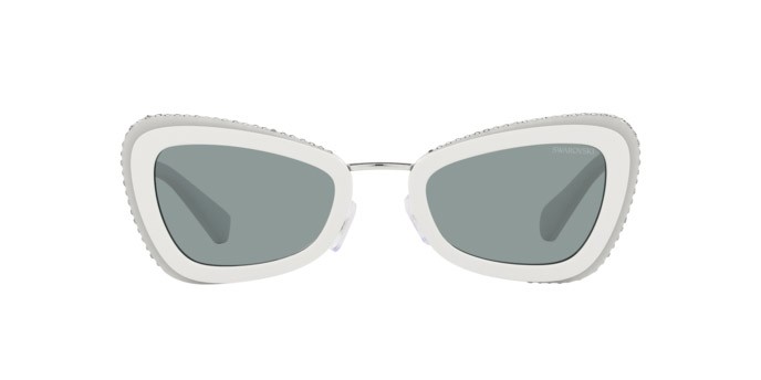 Sunglasses Swarovski SK 6012 (1012/1) color bianco/grigio shape irregular lenses grigio scuro