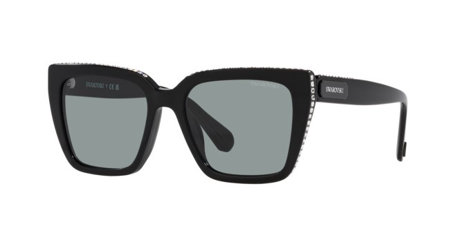 Sunglasses Swarovski SK 6013 (1010/1) color nero shape square lenses grigio scuro