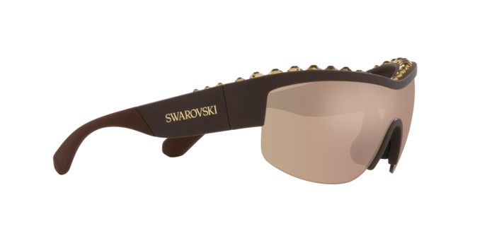 Sonnenbrillen Swarovski SK 6014 (10357J) farbe marrone opaco form unregelmäßig gläser marrone scuro specchiato oro rosé