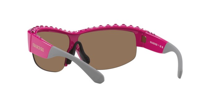 Sunglasses Swarovski SK 6014 (10376Q) color rosa shape irregular lenses marrone specchiato arancione