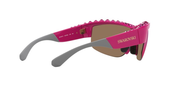 Sunglasses Swarovski SK 6014 (10376Q) color rosa shape irregular lenses marrone specchiato arancione