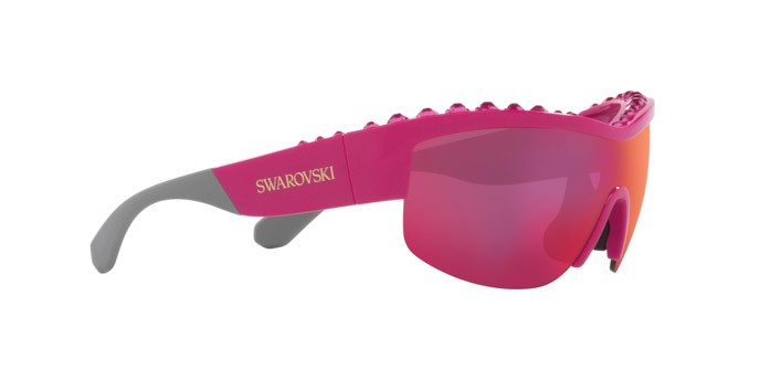 Sunglasses Swarovski SK 6014 (10376Q) color rosa shape irregular lenses marrone specchiato arancione