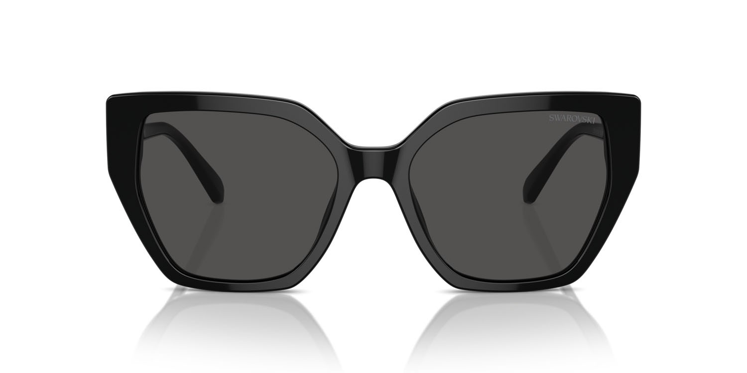 Sunglasses Swarovski SK 6016 (100187) color nero shape irregular lenses grigio scuro