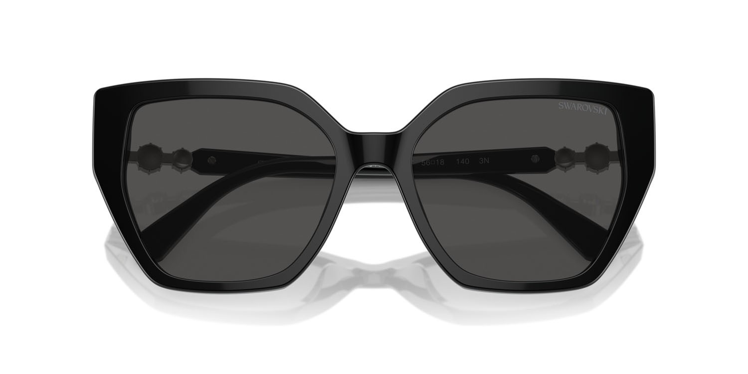 Sunglasses Swarovski SK 6016 (100187) color nero shape irregular lenses grigio scuro