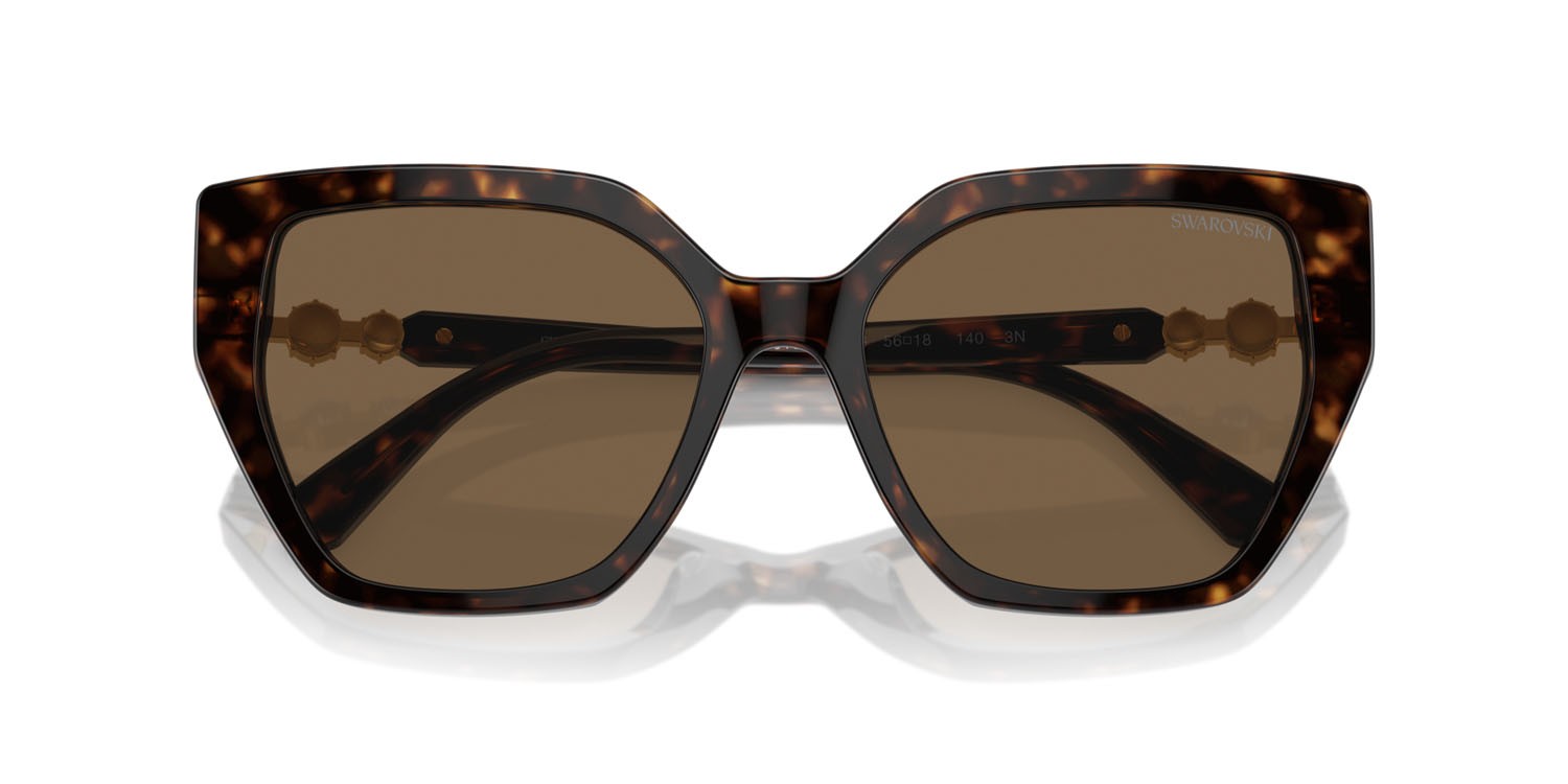 Sunglasses Swarovski SK 6016 (100273) color havana scuro shape irregular lenses marrone scuro