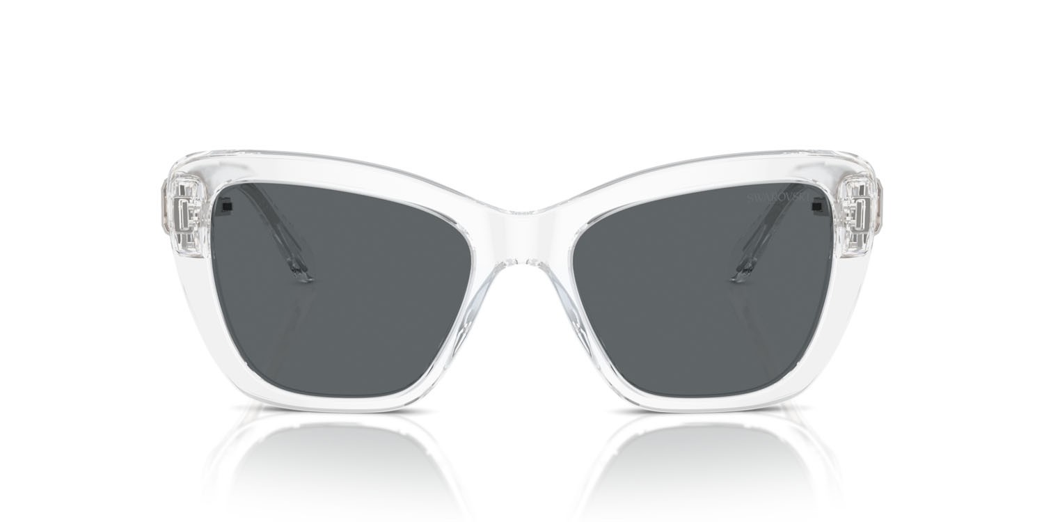 Occhiali da sole Swarovski SK 6018 (102787) colore cristallo forma cat eye lenti grigio scuro