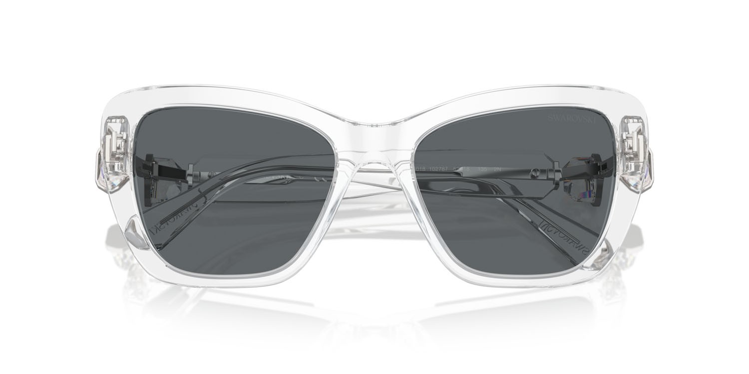 Occhiali da sole Swarovski SK 6018 (102787) colore cristallo forma cat eye lenti grigio scuro