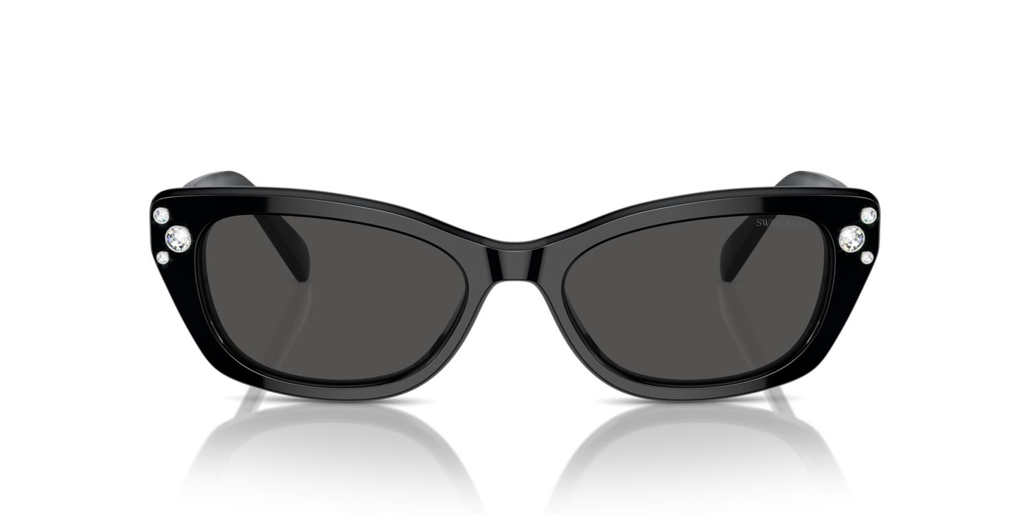 Sunglasses Swarovski SK 6019 (100187) color nero shape square lenses grigio scuro