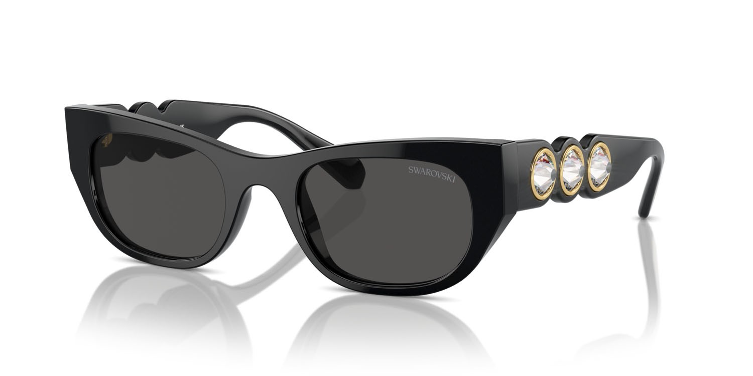 Sunglasses Swarovski SK 6022 (100187) color nero shape square lenses grigio scuro