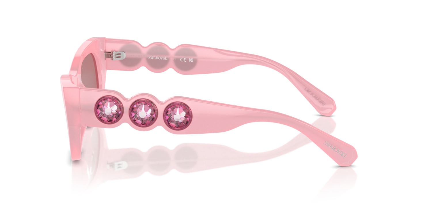 Sunglasses Swarovski SK 6022 (2001E4) color rosa perlaceo shape square lenses rosa specchiato rosa