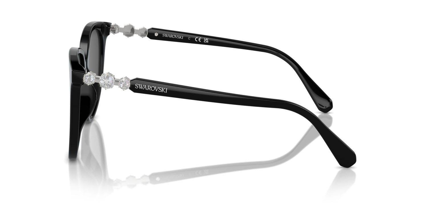 Sunglasses Swarovski SK 6023D (100187) color nero shape irregular lenses grigio scuro