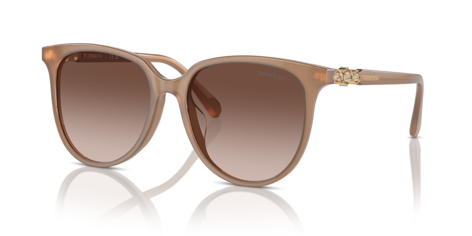 Sunglasses Swarovski SK 6023D (200213) color beige opalino shape irregular lenses marrone sfumato