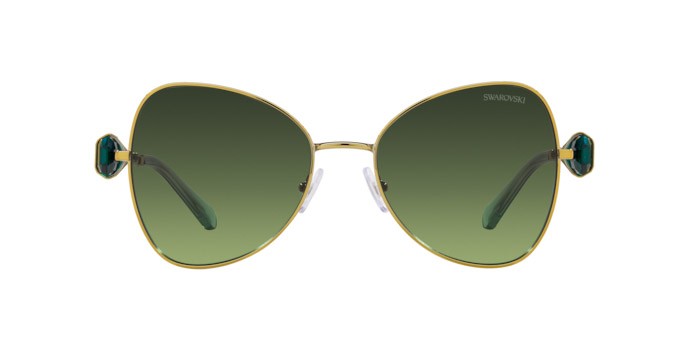 Sunglasses Swarovski SK 7002 (40032A) color giallo oro shape butterfly lenses marrone