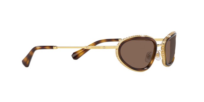 Sunglasses Swarovski SK 7004 (400473) color oro/nero shape irregular lenses marrone scuro