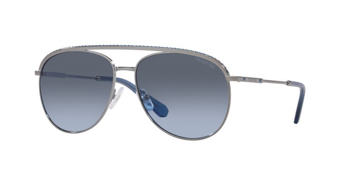 Sunglasses Swarovski SK 7005 (40098F) color gunmetal shape aviator lenses blu sfumato grigio