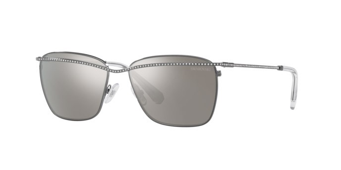 Sonnenbrillen Swarovski SK 7006 (40116G) farbe argento scuro form rechteckig gläser grigio chiaro specchiato argento
