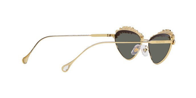 Sunglasses Swarovski SK 7009 (40137P) color oro pallido shape irregular lenses marrone specchiato oro