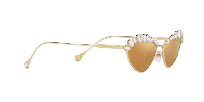 Sunglasses Swarovski SK 7009 (40137P) color oro pallido shape irregular lenses marrone specchiato oro