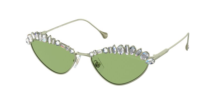 Occhiali da sole Swarovski SK 7009 (4018/2) colore verde opaco forma irregolare lenti verde scuro