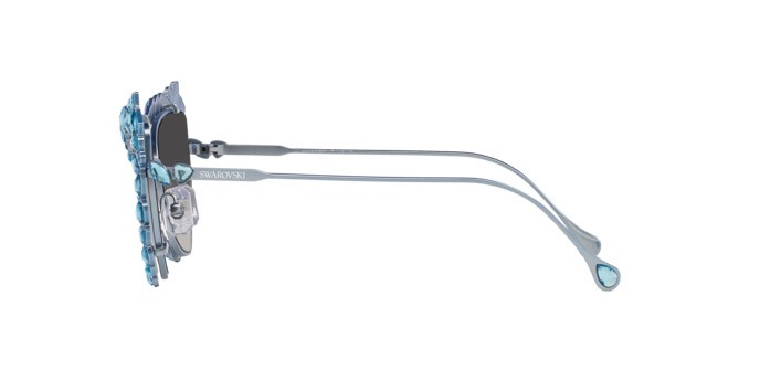 Sunglasses Swarovski SK 7011 (40198G) color celeste opaco shape irregular lenses sfumato grigio