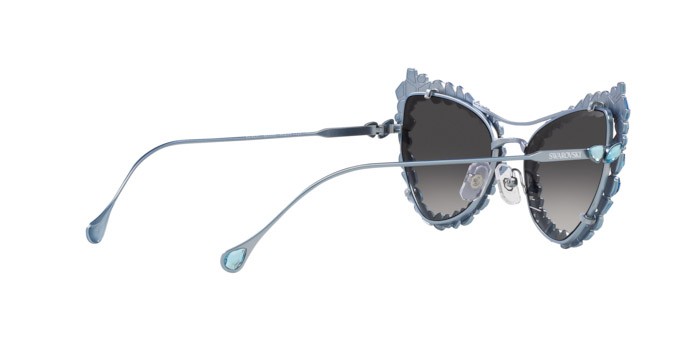 Sunglasses Swarovski SK 7011 (40198G) color celeste opaco shape irregular lenses sfumato grigio