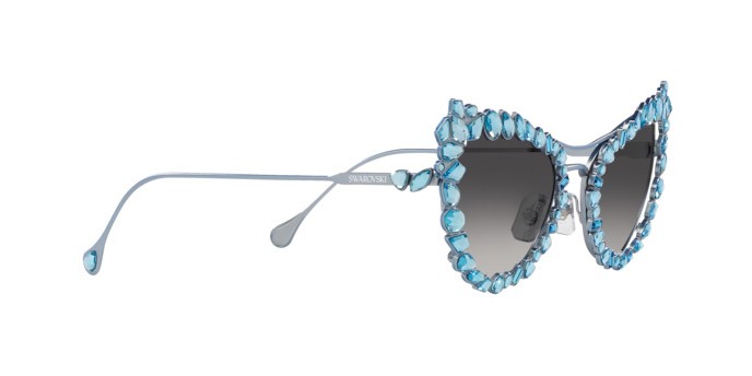 Sunglasses Swarovski SK 7011 (40198G) color celeste opaco shape irregular lenses sfumato grigio