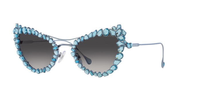 Sunglasses Swarovski SK 7011 (40198G) color celeste opaco shape irregular lenses sfumato grigio