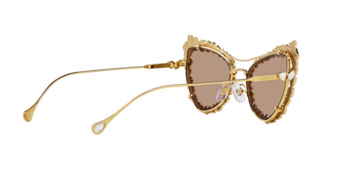Sunglasses Swarovski SK 7011 (402263) color oro shape irregular lenses marrone chiaro