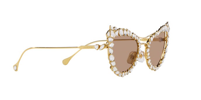 Sunglasses Swarovski SK 7011 (402263) color oro shape irregular lenses marrone chiaro