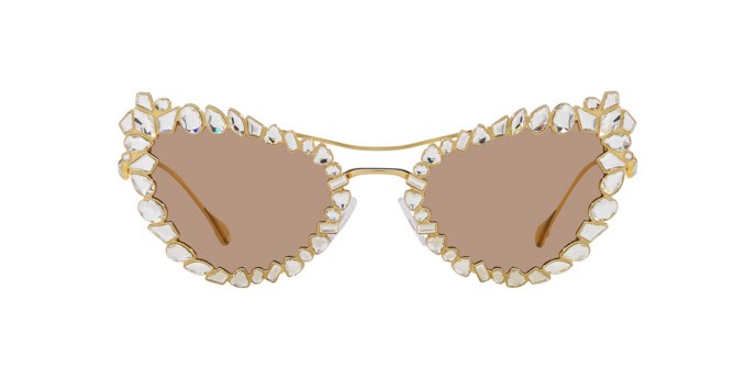 Sunglasses Swarovski SK 7011 (402263) color oro shape irregular lenses marrone chiaro