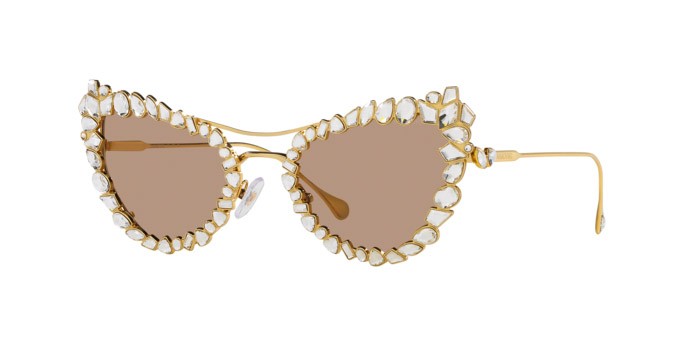Sunglasses Swarovski SK 7011 (402263) color oro shape irregular lenses marrone chiaro