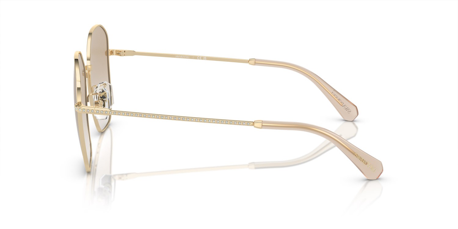 Sunglasses Swarovski SK 7012D (401311) color oro pallido shape irregular lenses sfumato grigio