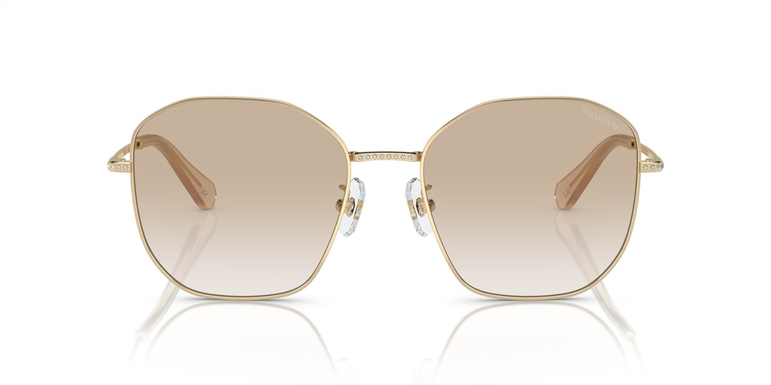 Sunglasses Swarovski SK 7012D (401311) color oro pallido shape irregular lenses sfumato grigio