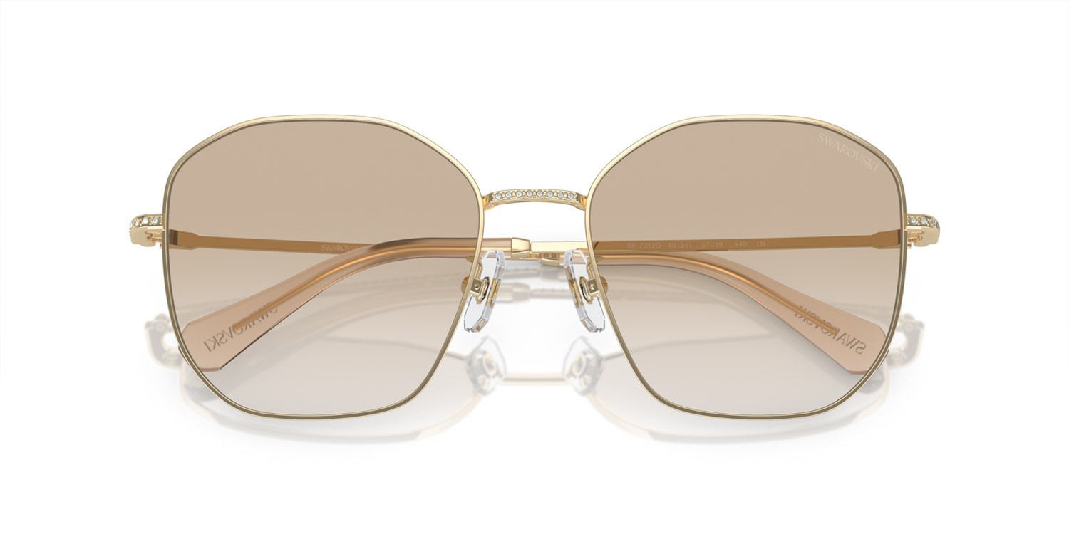 Sunglasses Swarovski SK 7012D (401311) color oro pallido shape irregular lenses sfumato grigio