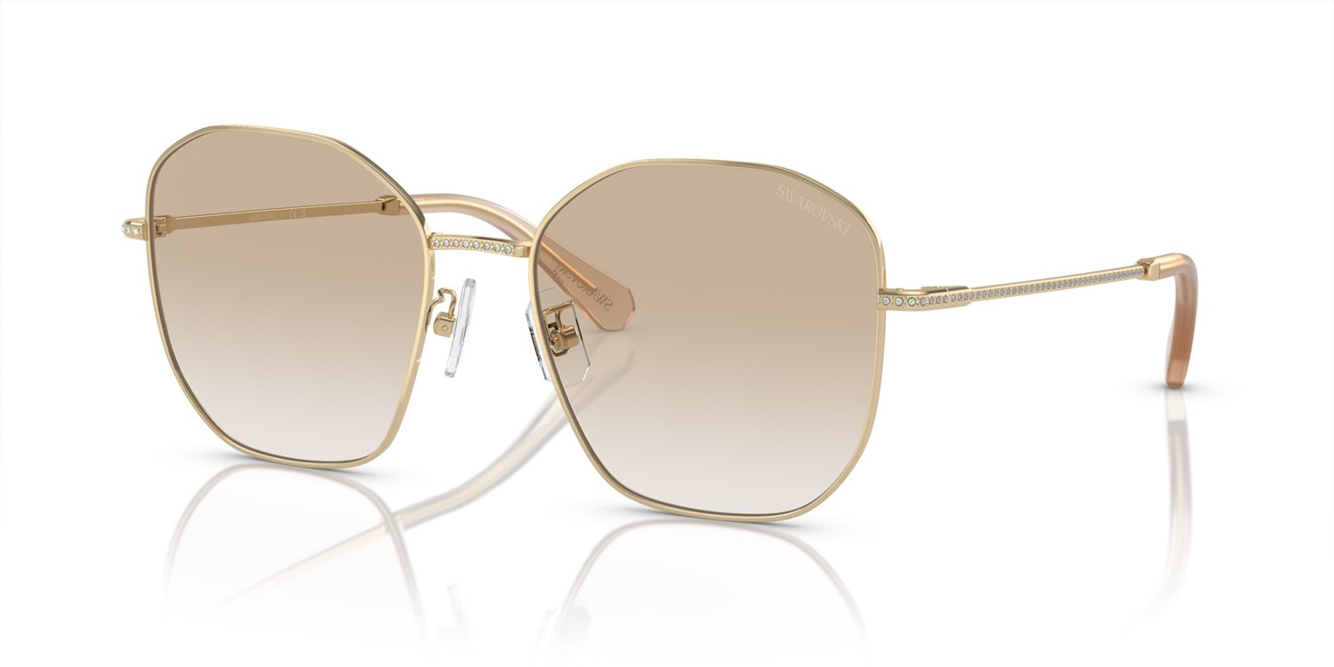 Sunglasses Swarovski SK 7012D (401311) color oro pallido shape irregular lenses sfumato grigio