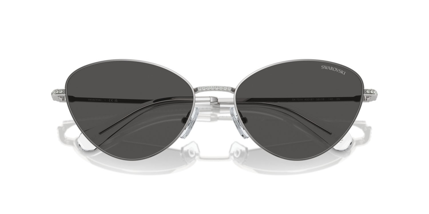 Sunglasses Swarovski SK 7014 (400187) color argento shape cat eye lenses grigio scuro