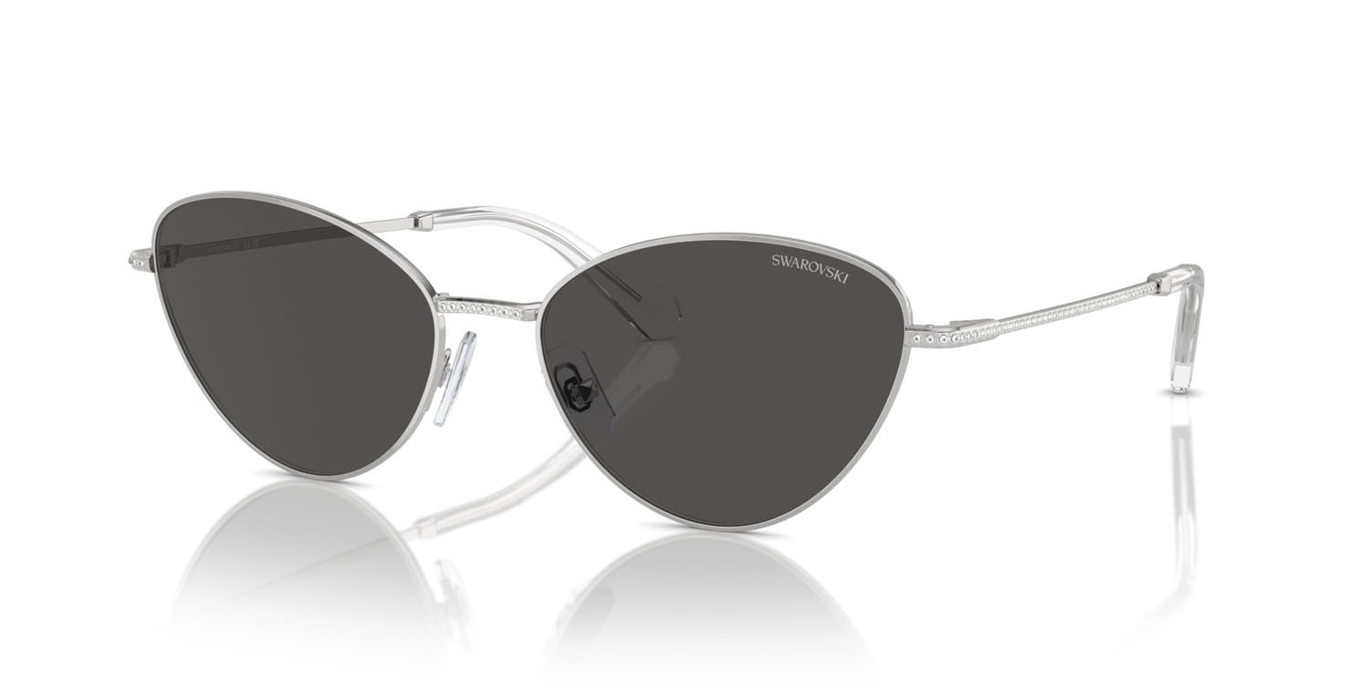 Sunglasses Swarovski SK 7014 (400187) color argento shape cat eye lenses grigio scuro