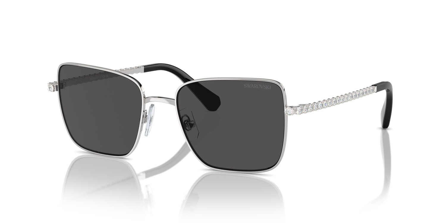 Sunglasses Swarovski SK 7015 (400187) color argento shape round lenses grigio scuro