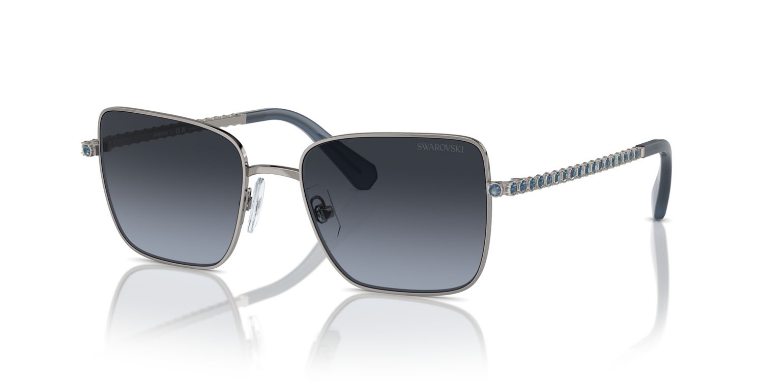 Sonnenbrillen Swarovski SK 7015 (40094U) farbe gunmetal form rund gläser polarizzata blu sfumato