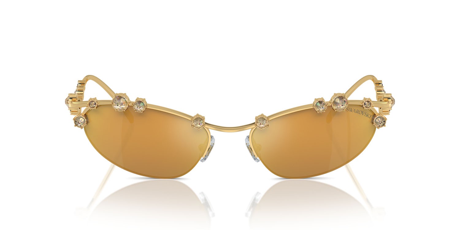 Sunglasses Swarovski SK 7016 (40047P) color oro shape oval lenses marrone specchiato oro