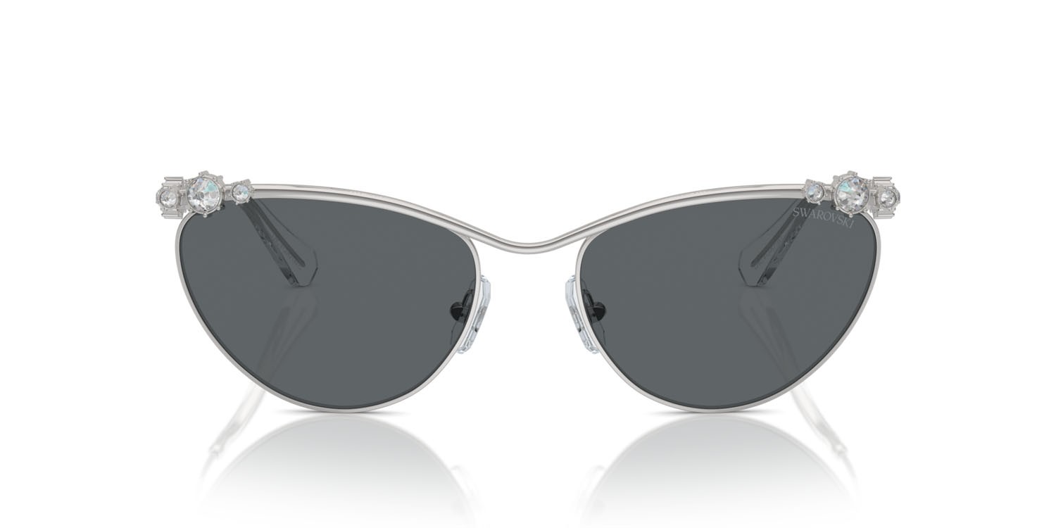 Sunglasses Swarovski SK 7017 (400187) color argento shape cat eye lenses grigio scuro